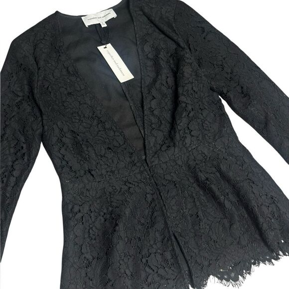 NWT women’s CUPCAKES AND CASHMERE black Tess Lace one hidden button Blazer small - Picture 4 of 9